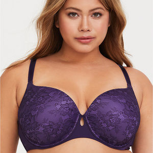 Torrid Dark Purple Floral Lace Underwire Bra- 36C